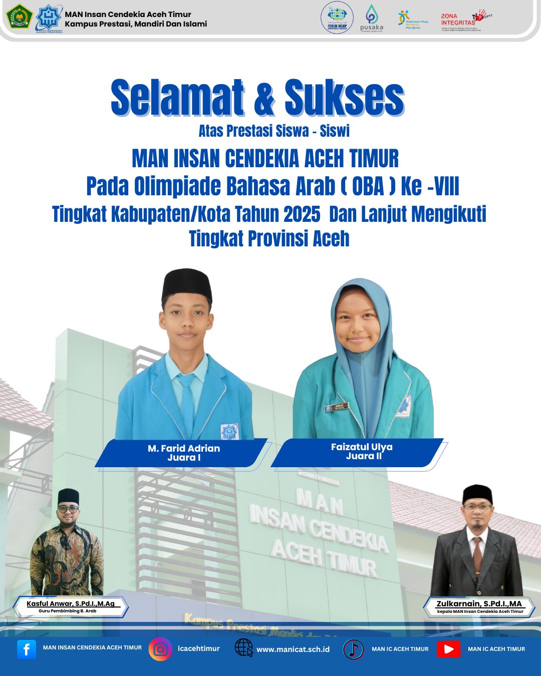 MAN IC Aceh Timur Kembali Ukir Prestasi: Dua Siswa Raih Juara Olimpiade Bahasa Arab Tingkat Kabupaten/Kota