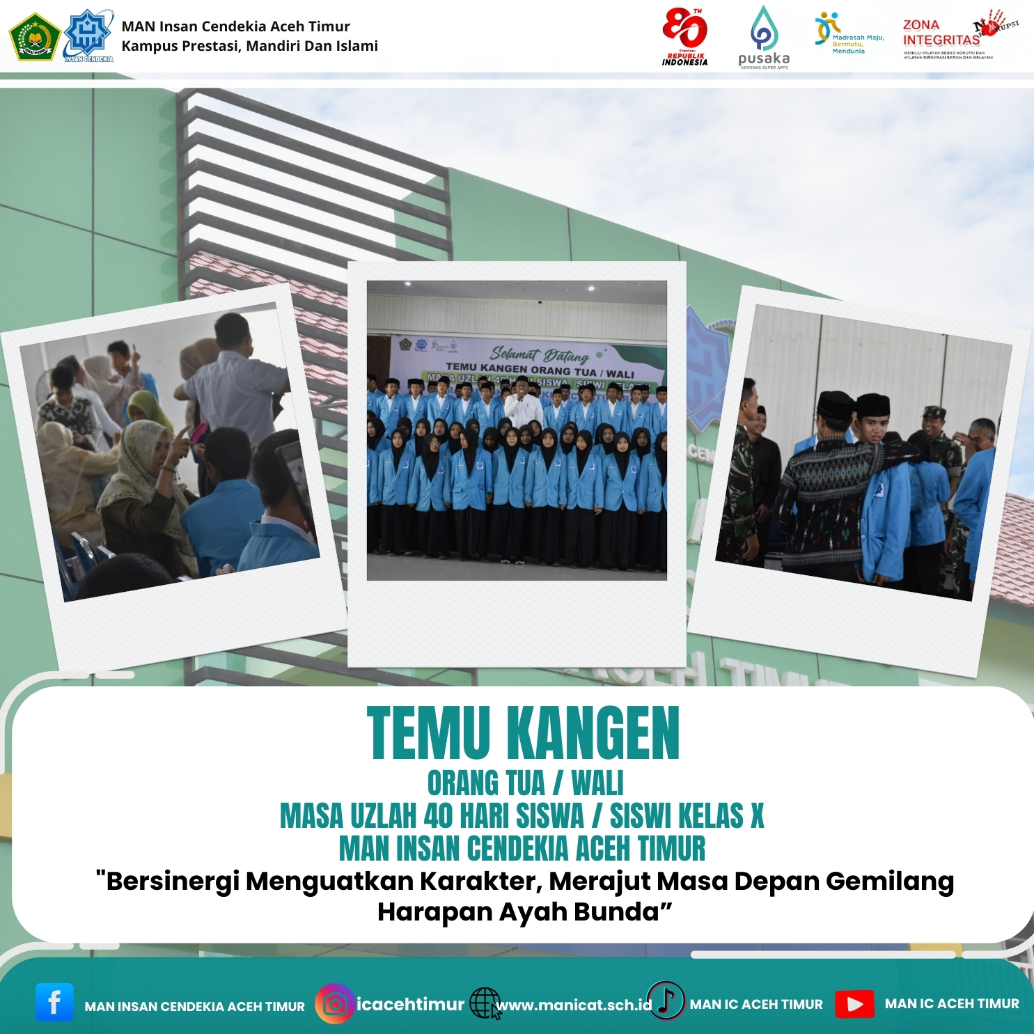 MAN IC Aceh Timur Tutup Masa Uzlah 40 Hari, Siswa Kembali Bertemu Orang Tua dengan Haru