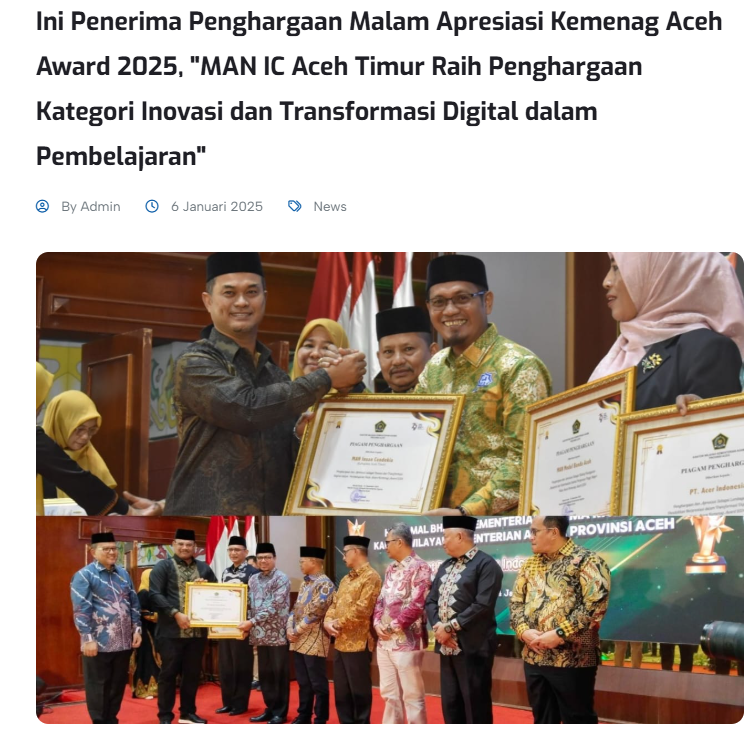 Ini Penerima Penghargaan Malam Apresiasi Kemenag Aceh Award 2025, 