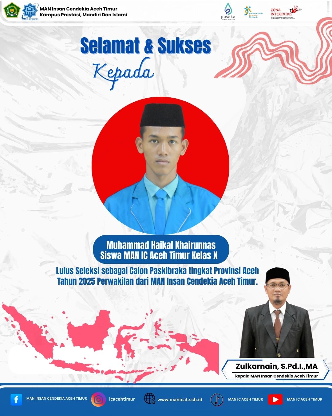 Muhammad Haikal Khairunnas Lolos Seleksi Calon Paskibraka tingkat Provinsi Aceh, Harumkan Nama MAN IC Aceh Timur